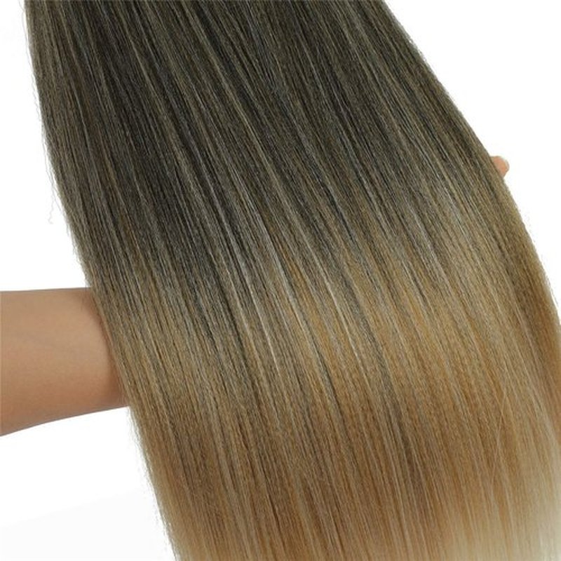 Newluyang Ombre Braiding Hair Pre Stretched,Top Silky Color Blend Synthetic Fiber Easy Braid Hair Extensions,26inch 6packs three Color Yaki Texture Crochet Hair Braids（Black-Brown-Blonde/1B-27-613)