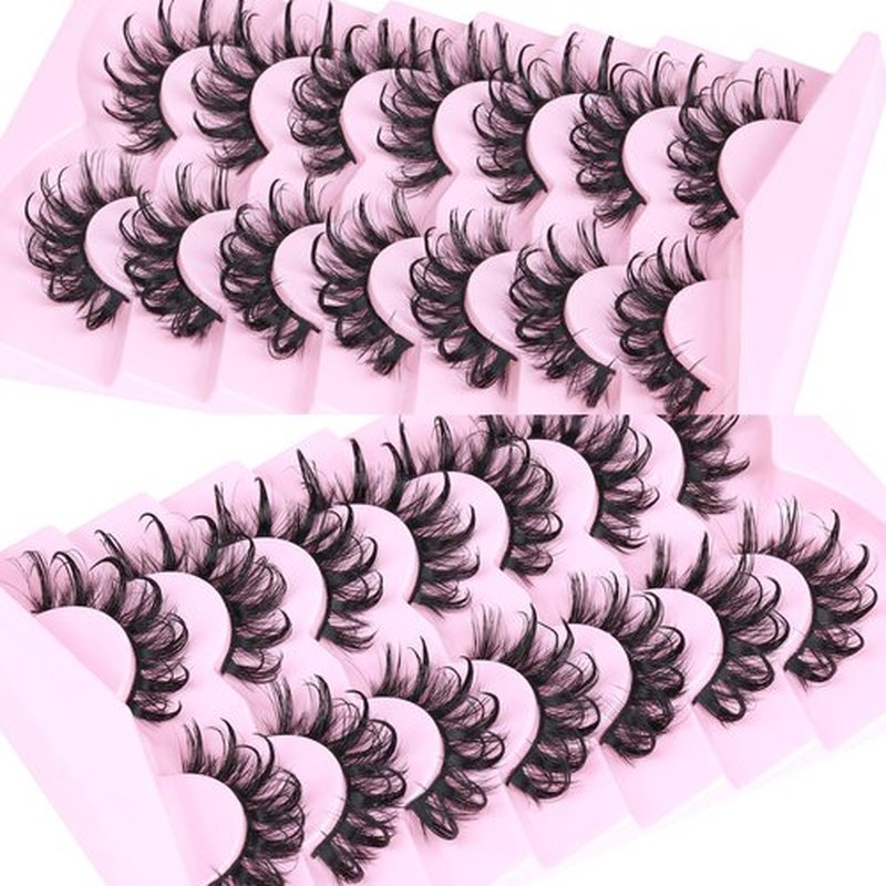 Lashes Wispy False Eyelashes Natural Fairy Fake Eyelashes Cat Eye Lashes Mink Long Strip Eyelashes Doll Manga Lashes 7 Pairs C Curl Lashes Pack by ALICROWN