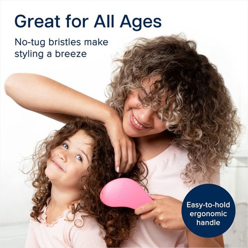 Crave Naturals Glide Thru Detangling Hair Brush for Adults and Kids - Detangler Brush for Curly or Straight, Wet or Dry Hair - Gentle on Tangles Hair Comb - 7.5x3-Inch, Turquoise and Pink (Pack of 2)