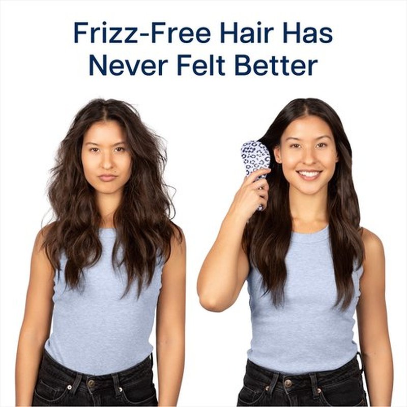 Crave Naturals Glide Thru Detangling Hair Brush for Adults and Kids - Detangler Hairbrush for Curly or Straight, Wet or Dry Hair - Gentle on Tangles Hair Comb - Navy Blue and Blue Cheetah (Pack of 2)