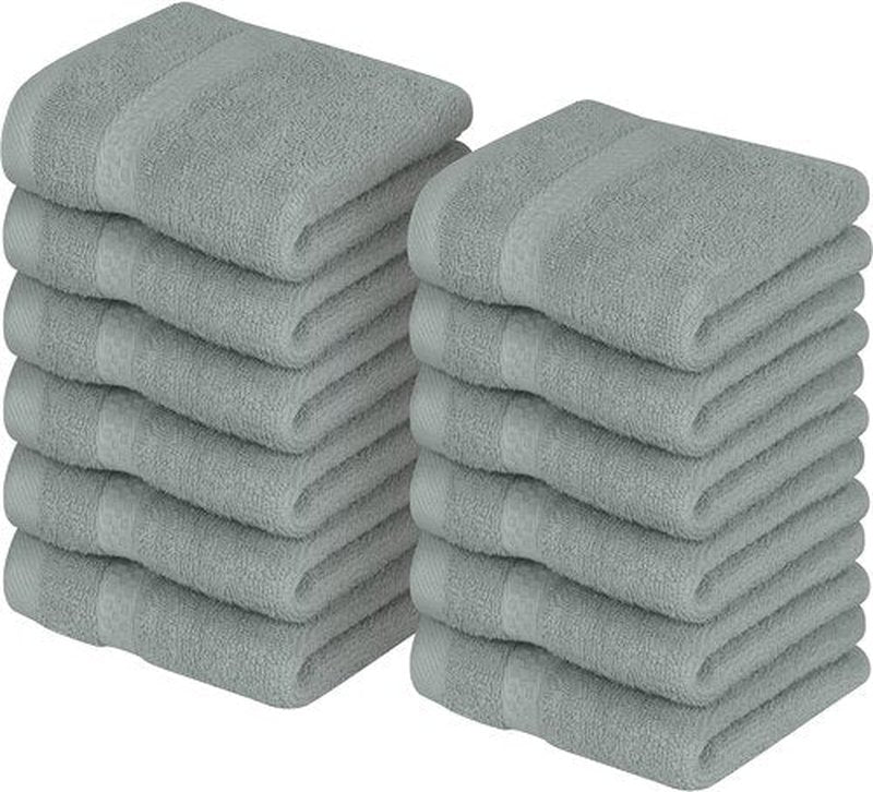 Utopia Towels [12 Pack Premium Wash Cloths Set (12 x 12 Inches) 100% Cotton Ring Spun, Highly Absorbent and Soft Feel Essential Washcloths for Bathroom, Spa, Gym, and Face Towel (Cool Grey)
