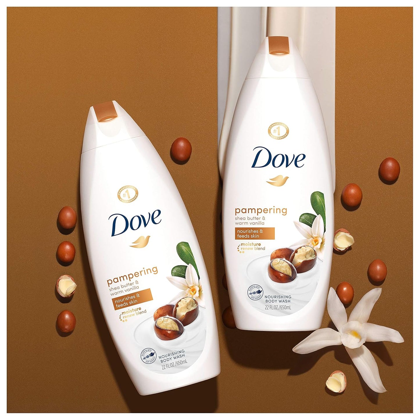 Dove Pampering Body Wash Nourishes & Feeds Skin Shea Butter with Warm Vanilla Effectively Washes Away Bacteria While Nourishing Your Skin 44.0 Fl Oz, (Pack of 2)