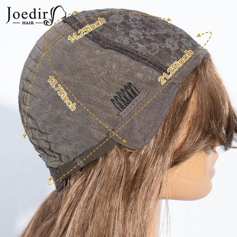 JOEDIR HAIR Brown Wig with Bangs Long Wavy Wigs for Women Curtain Bangs Wig 26 Inch Synthetic Wig Halloween Costumes Cosplay Party Wigs (Color:6)