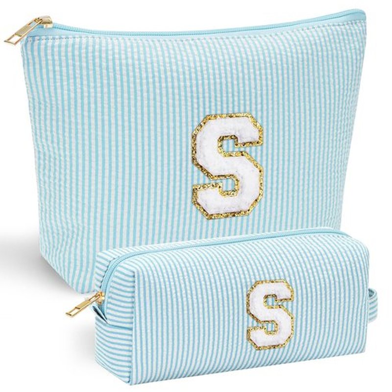 YOOLIFE Cute Makeup Bag for Women Girls - Cosmetic Bags for Women | Initial Make Up Bag | Personalized Gifts for Women Her | Bridal Shower Gifts | Mothers Day Gifts | Tween Girls Trendy Stuff S