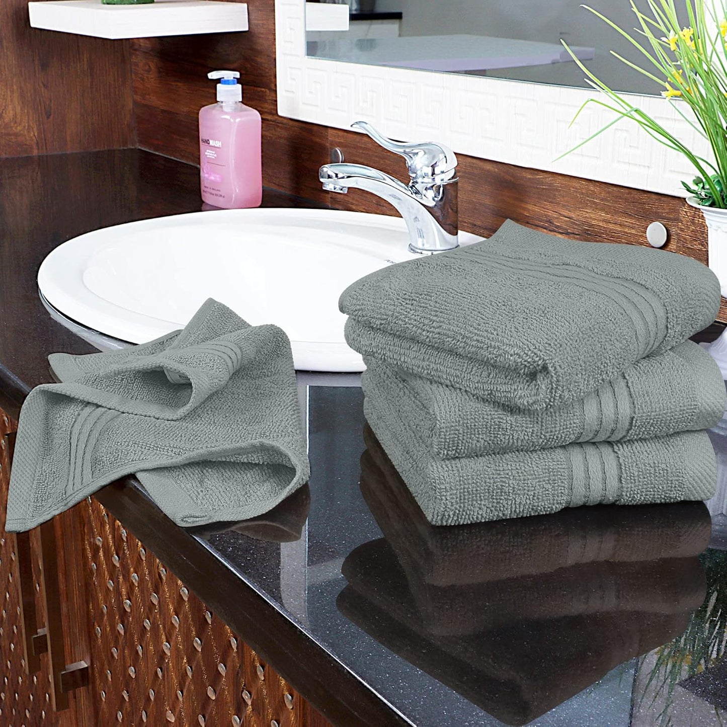 Premium 12-Pack Cotton Wash Cloths - Highly Absorbent & Soft 12x12 for Bathroom, Spa, Gym - Plum