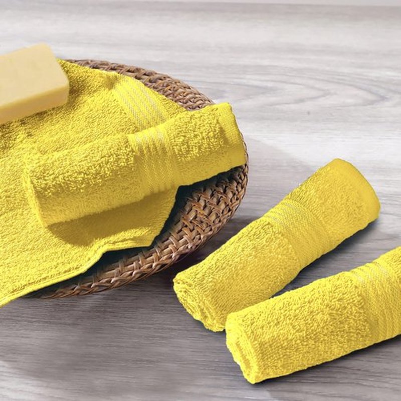 Belizzi Home Ultra Soft Cotton Washcloths, Contains 12 Piece Face Cloths 12x12 inch, Ideal for Everyday use Face Towels, Compact & Lightweight Multi Purpose Washcloths - Lime Yellow