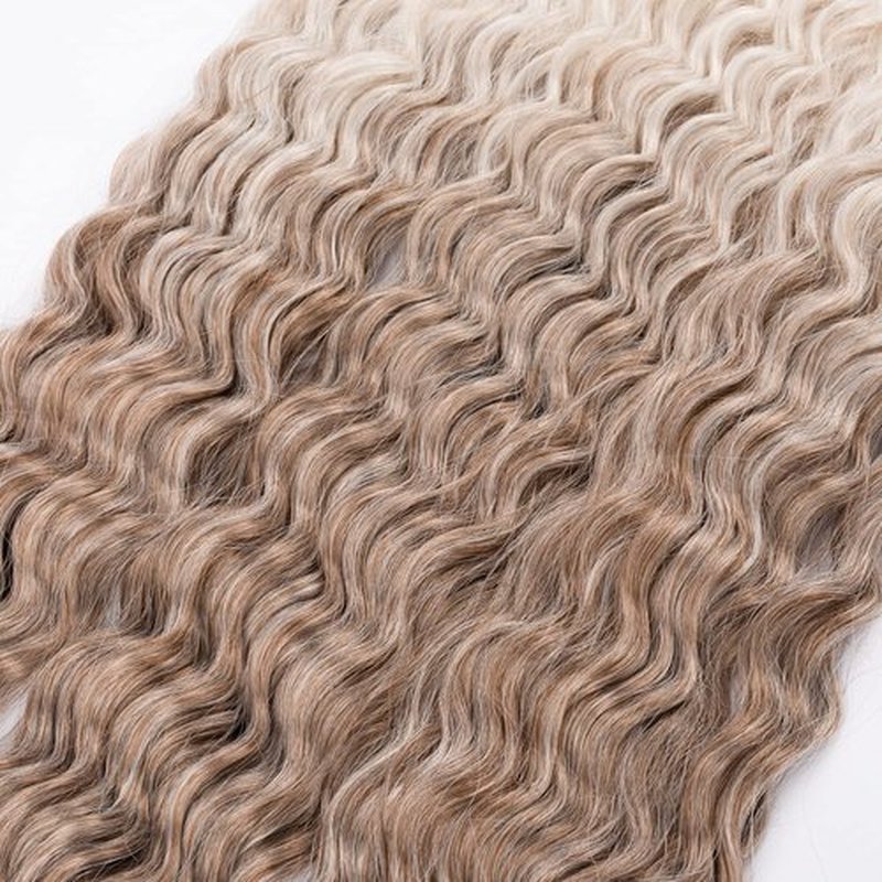 MAYSA Brown Curly Braiding Crochet Hair Extensions Synthetic Ocean Wave Crochet Hair 22inch 6Packs Ombre Crochet Hair Extension for Women #10/56c Brown mix Blond
