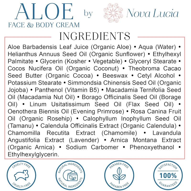 Aloe Vera Cream - Soothing Moisturizer for Dry & Sensitive Skin | Hydrating, Non-Greasy Face & Body Cream