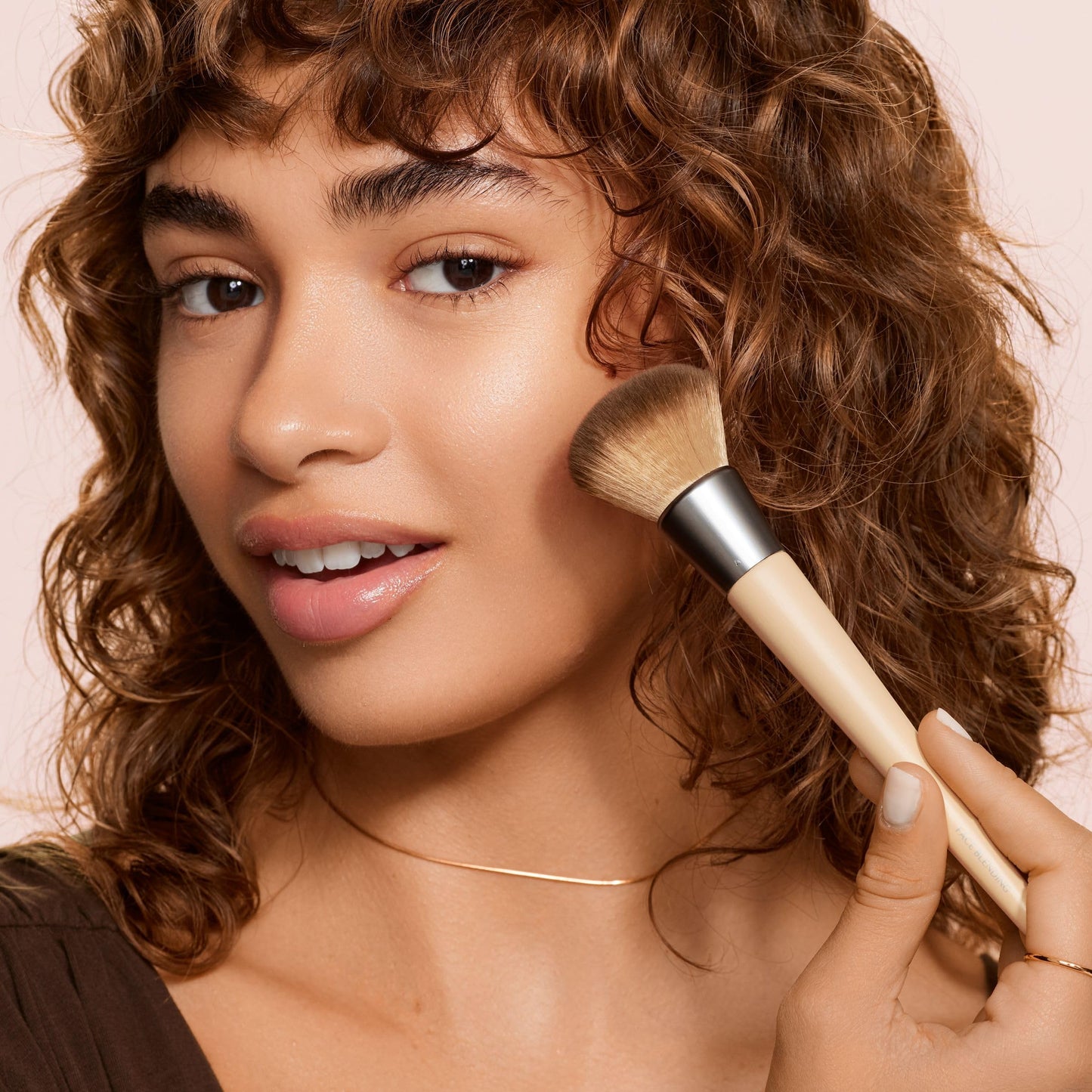 EcoTools Blending Face Makeup Brush, For Liquid & Cream Foundation, Bronzer, & Blush, Multipurpose Makeup Brush, Dense, Synthetic Bristles, Eco Friendly, Cruelty-Free & Vegan, 1 Count