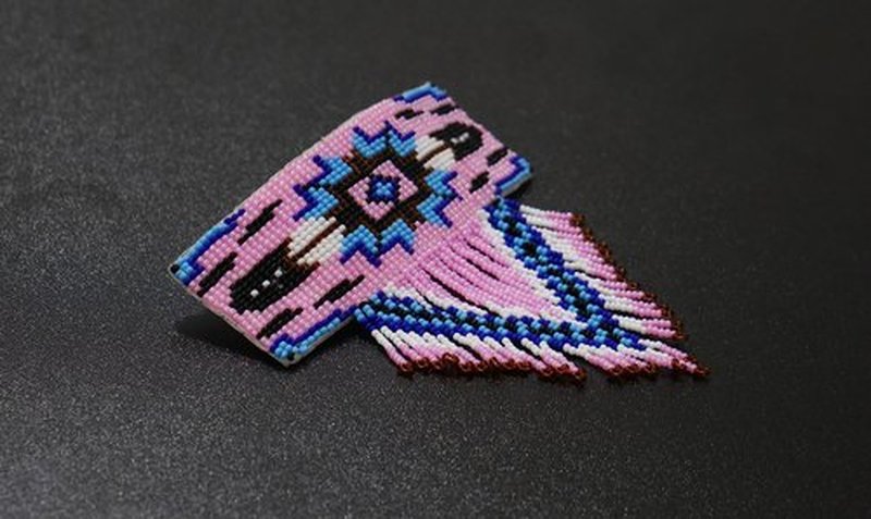 Beaded Hair Clips Native American Style Handmade Collection (Baby Pink)