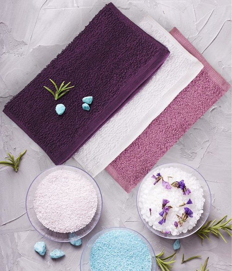 Towel and Linen Mart 100% Cotton - Wash Cloth Set - Flannel Face Cloths, Highly Absorbent and Soft Feel Fingertip Towels (Grey) (Grey, 12) (Plum, White & Lilac, Pack of 12)