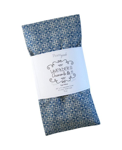 Peacegoods Eye Pillow Gift Pack - Washable Cover Refillable Lavender Flax Chamomile Weighted - Microwavable Yoga Headache Relief - Soft Cotton Adults Children - Blue White Check