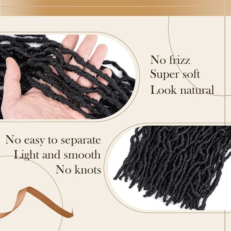Faux Locs Crochet Hair Soft Locs 42 inch 6 Packs Long Pre Looped Crochet Locs Goddess Locs Crochet Hair For Black Women Braiding Hair Extensions (42 Inch (Pack of 6), 1B)