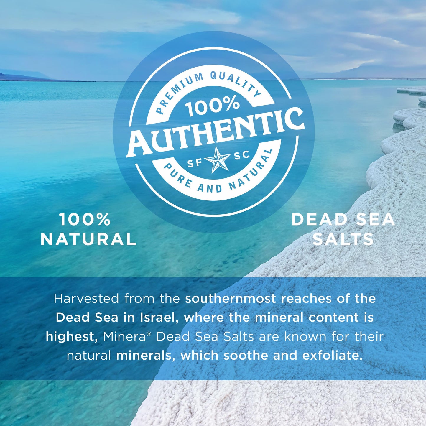 Minera Fine Grain Dead Sea Salt for Bath & Soaking – 2 lbs, Fast-Dissolving, 100% Pure & Natural, Unscented, Skin-Nourishing Sea Salt