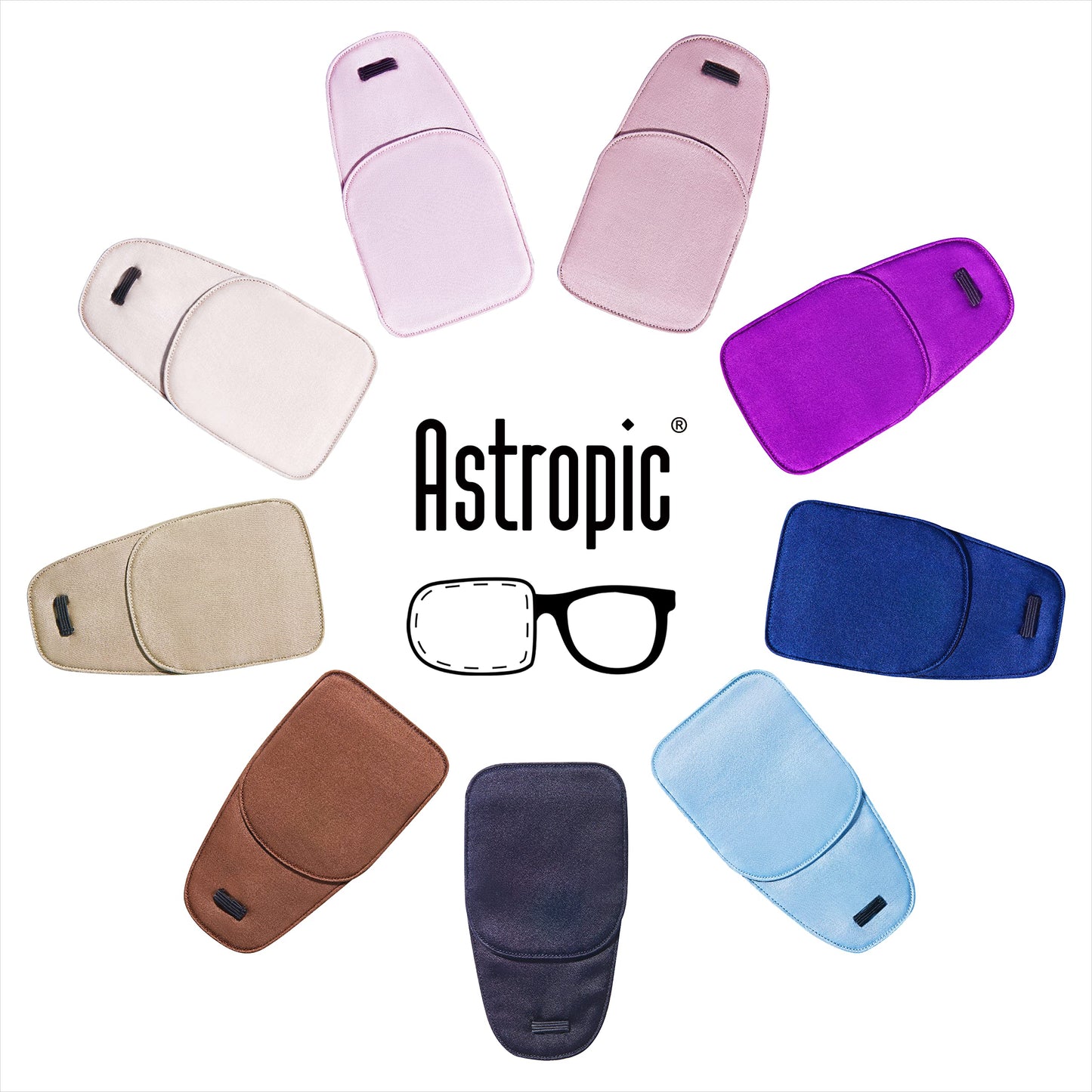 Astropic 2Pcs Large Silk Eye Patches for Adults Kids Glasses to Cover Either Eye (Large, Brown)
