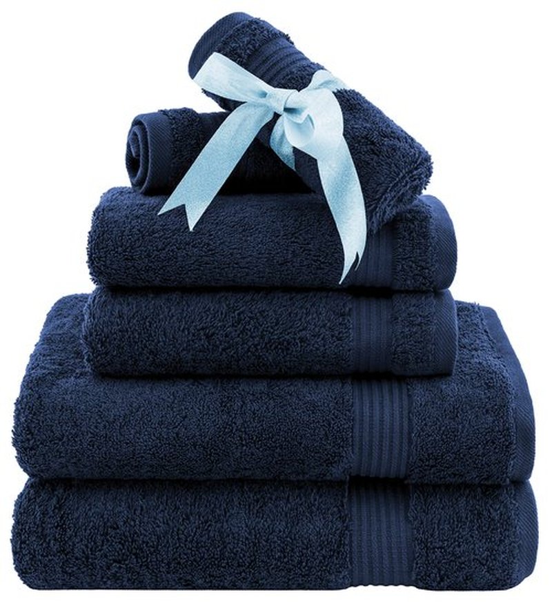 American Veteran Towel, 6 Piece Towel Set for Bathroom Clearance Prime, 100% Cotton Turkish Bathroom Towels, 2 Bath Towels 2 Hand Towels 2 Washcloths, Navy Blue