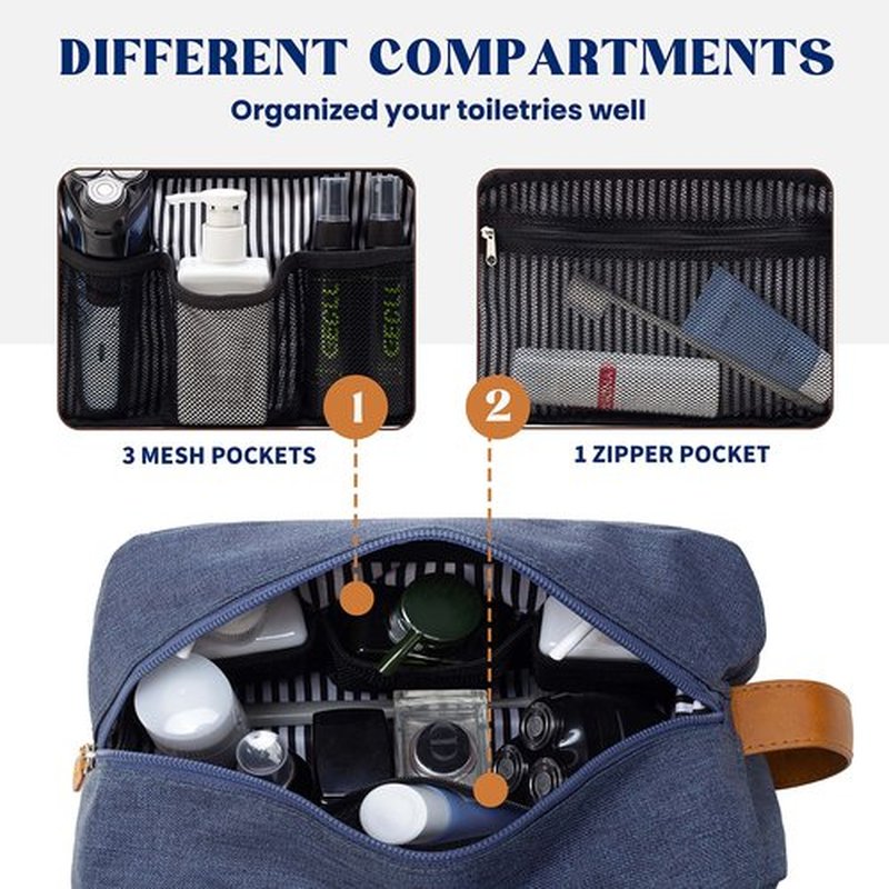 Vorspack Toiletry Bag for Men - Large Dopp Kit for Travel Water Resistant Travel Bag for Toiletries Accessories Lightweight Toiletries Bag - Blue