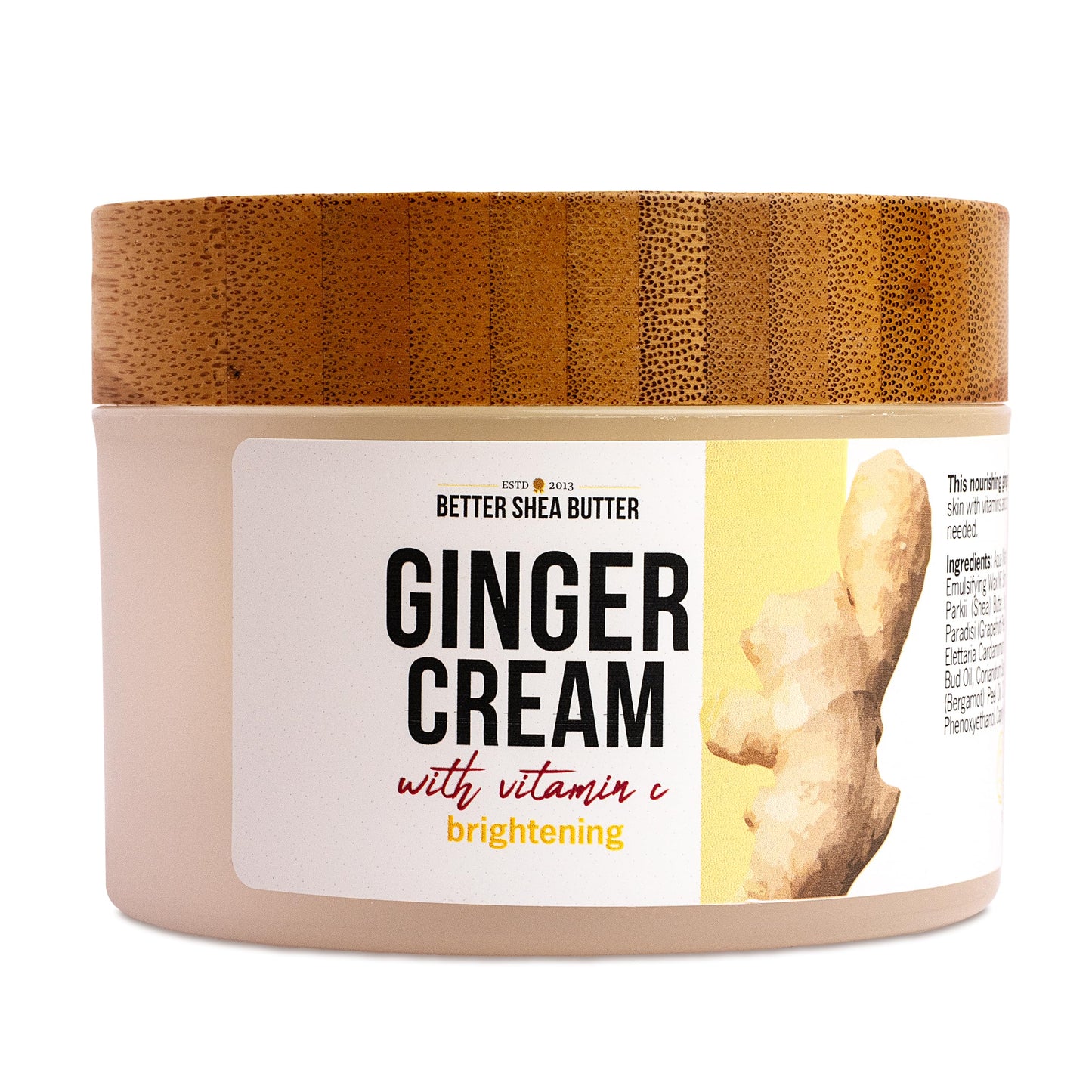 Vitamin C Lotion for Body - Ginger Brightening Cream with Shea Butter, Cupuacu Butter & Squalane - For Dull, Dry Skin - Naturally Scented with Essential Oils, No Synthetic Fragrance