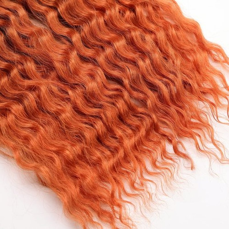Ocean Wave Crochet Hair 22inch, Orange Curly Braiding Crochet Hair, Synthetic Wavy Crochet Hair Extensions for Women 6packs # 30/145T