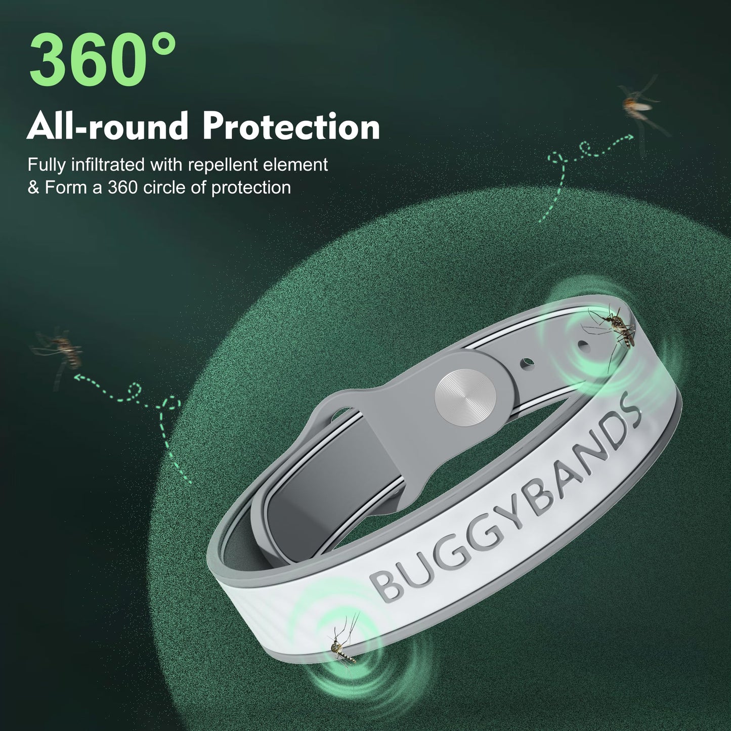 BuggyBands 12 Pack Mosquito Repellent Bracelets Silicone Mosquito Repellent Bands with DEET Free, Natural & Waterproof Bug Wristbands for Kids and Adults, Outdoor Traveling Protection