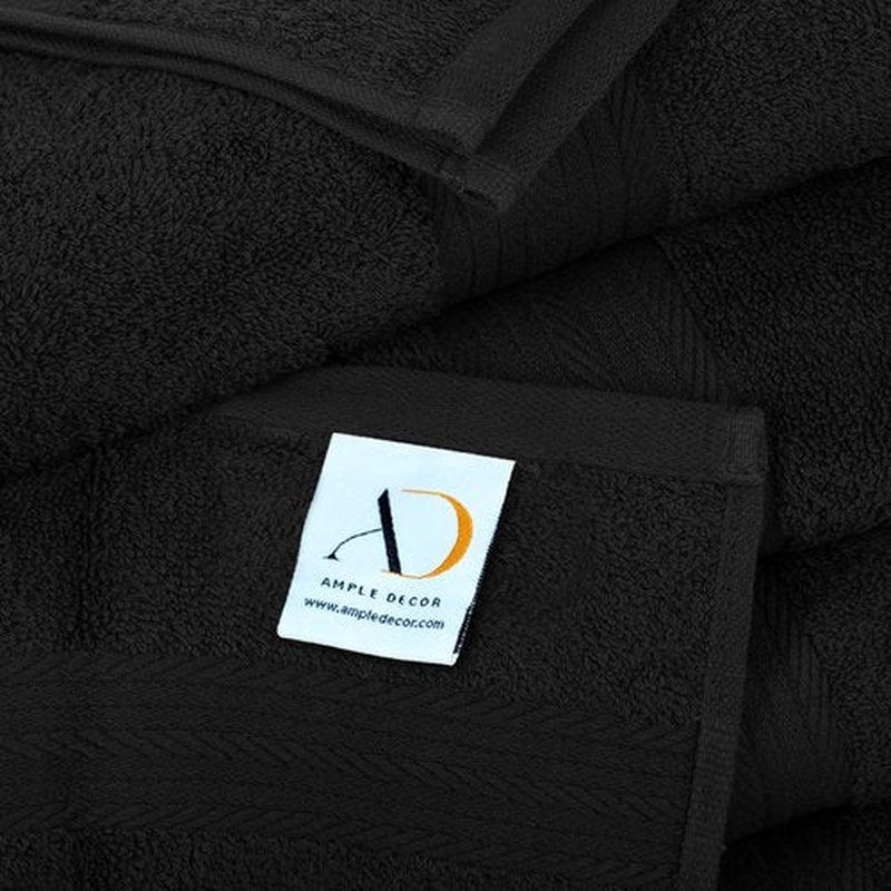 Ample Decor Wash Cloths Pack of 10, Oeko Tex Certified 600 GSM 100% Cotton Soft Absorbent, Premium Quality Durable Machine Washable, Ideal for Bathroom, Pool, Hotel, Spa – Black