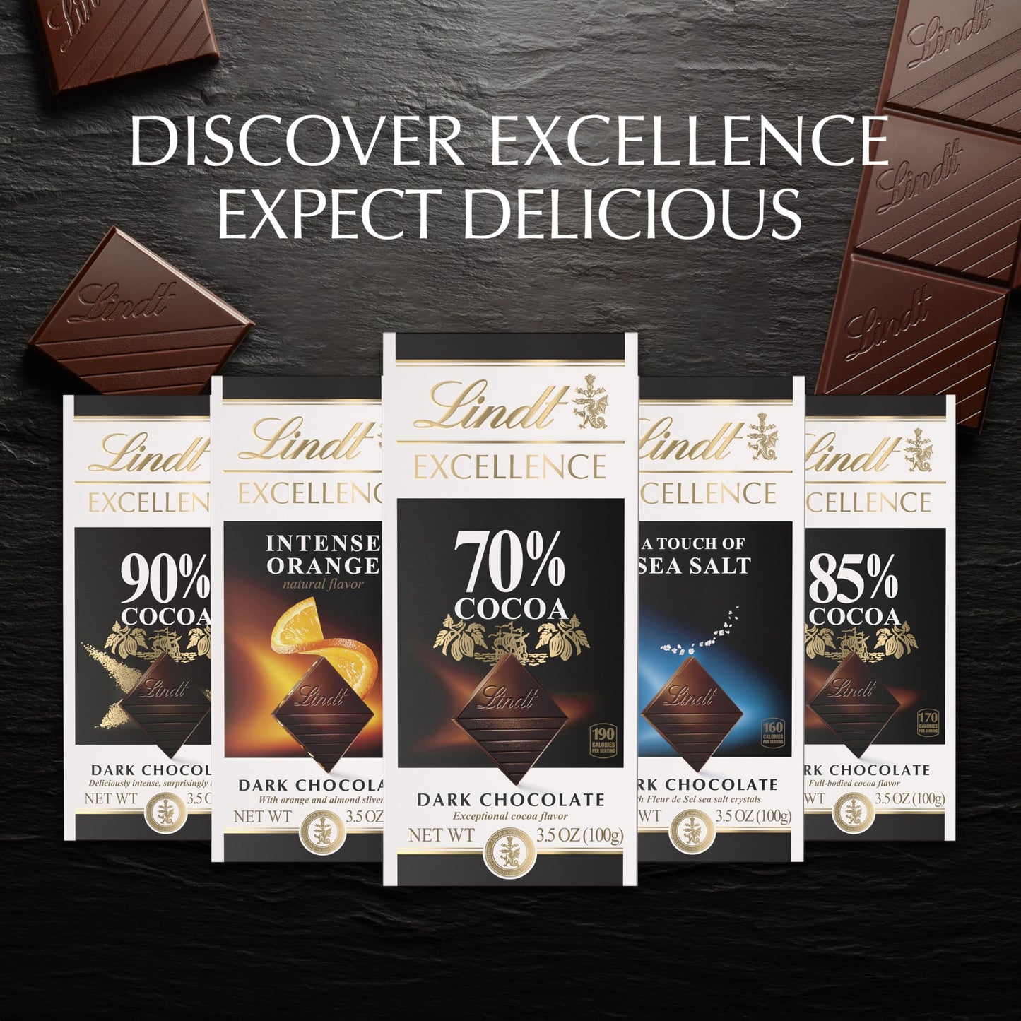 New Lindt EXCELLENCE Crunchy Mint Cookie Dark Chocolate Candy Bar, 3.5 oz., 12 Pack