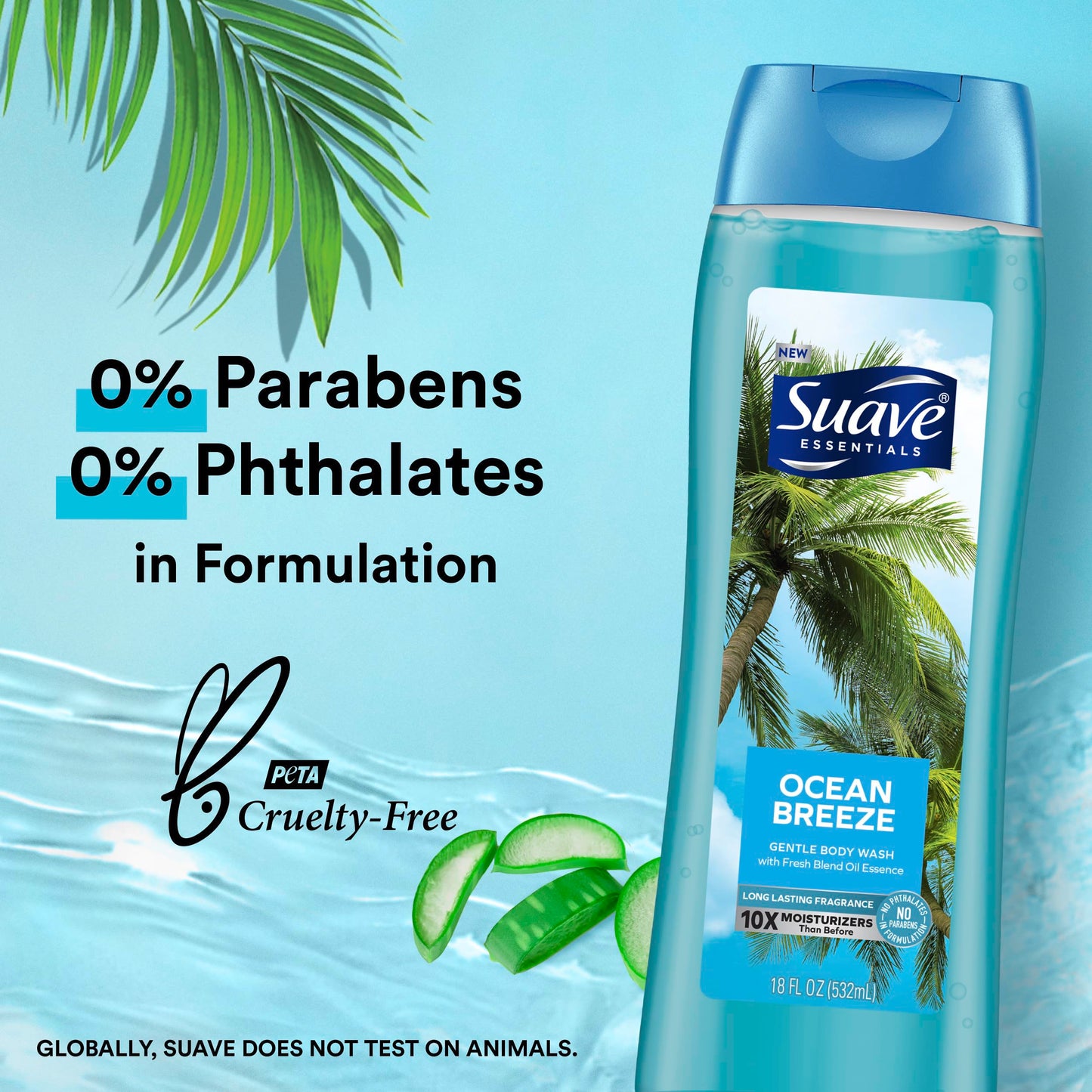 Suave Body Wash 2-Pack & Lotion Bundle – Ocean Breeze Gentle Body Wash with Vitamin E + Hydro Complex Advanced Therapy Lotion, 18 Oz Ea