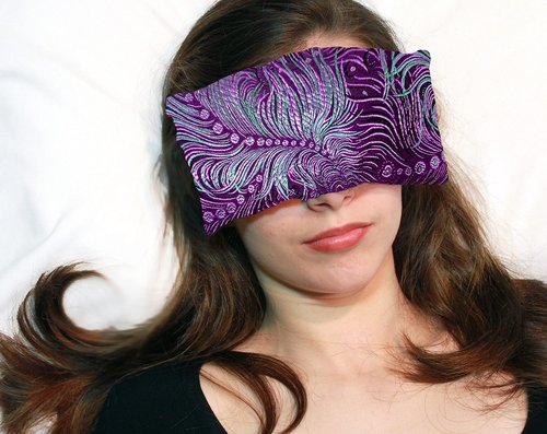 Candi Andi Handmade Luxe Serenity Eye Pillow - All-Natural Flaxseed - Unscented – Weighted Eye Mask for Yoga, Meditation, Hot & Cold Therapy - Violet Peacock - TEP-VP