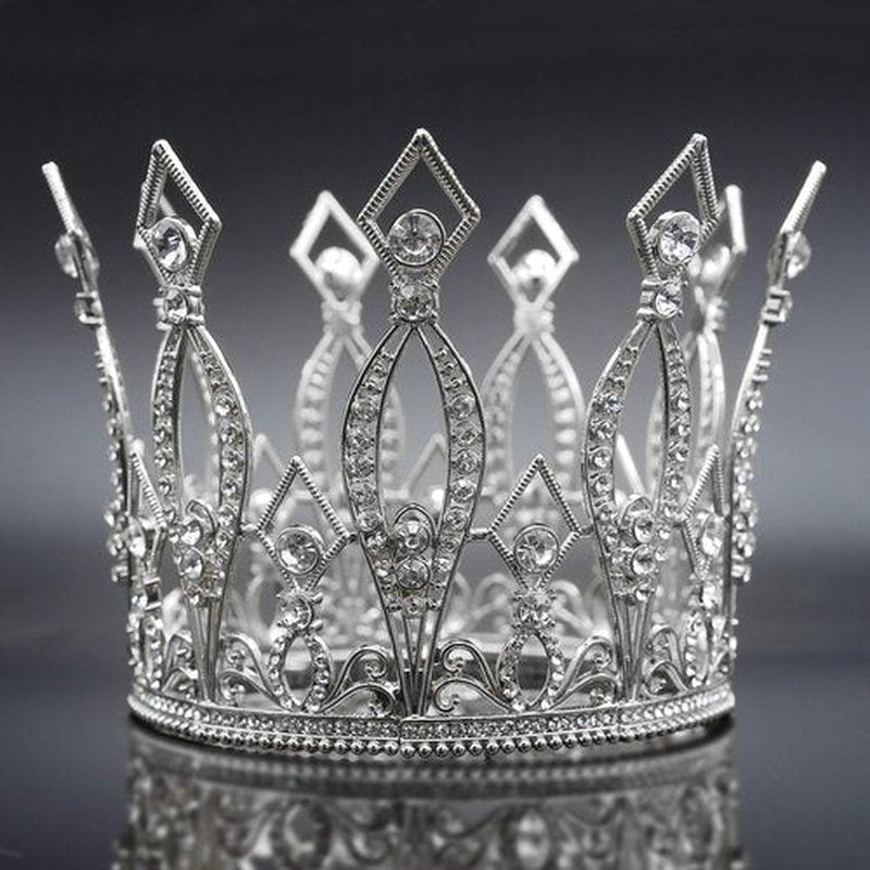 Silver Crown, Vofler Glinda The Good Witch Costume Women Wizard Tall Tiara - Cake Topper Crystal Decoration for Queen Lady Girl Bride Princess Birthday Wedding Pageant Prom Homecoming Halloween Party