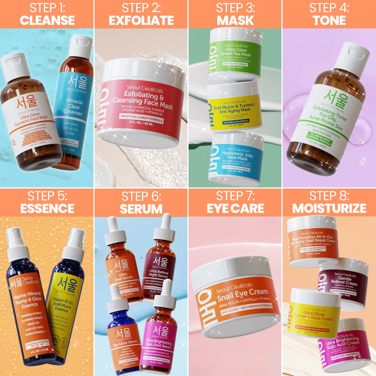 SeoulCeuticals Korean Face Mask Skin Care - Snail Mucin Turmeric Mask for Face – Cruelty Free K Beauty Anti Aging Face Mask for Healthy, Youthful Glow 2oz