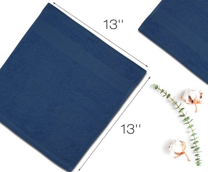 Premium Wash Cloths Pack of 12 (13" x 13" Inches)- 100% Combed Ring Spun Cotton WashCloth - Luxury Washcloths – Ultra Soft Face Towels - Highly Absorbent Wash Cloth for Face (Navy Blue)