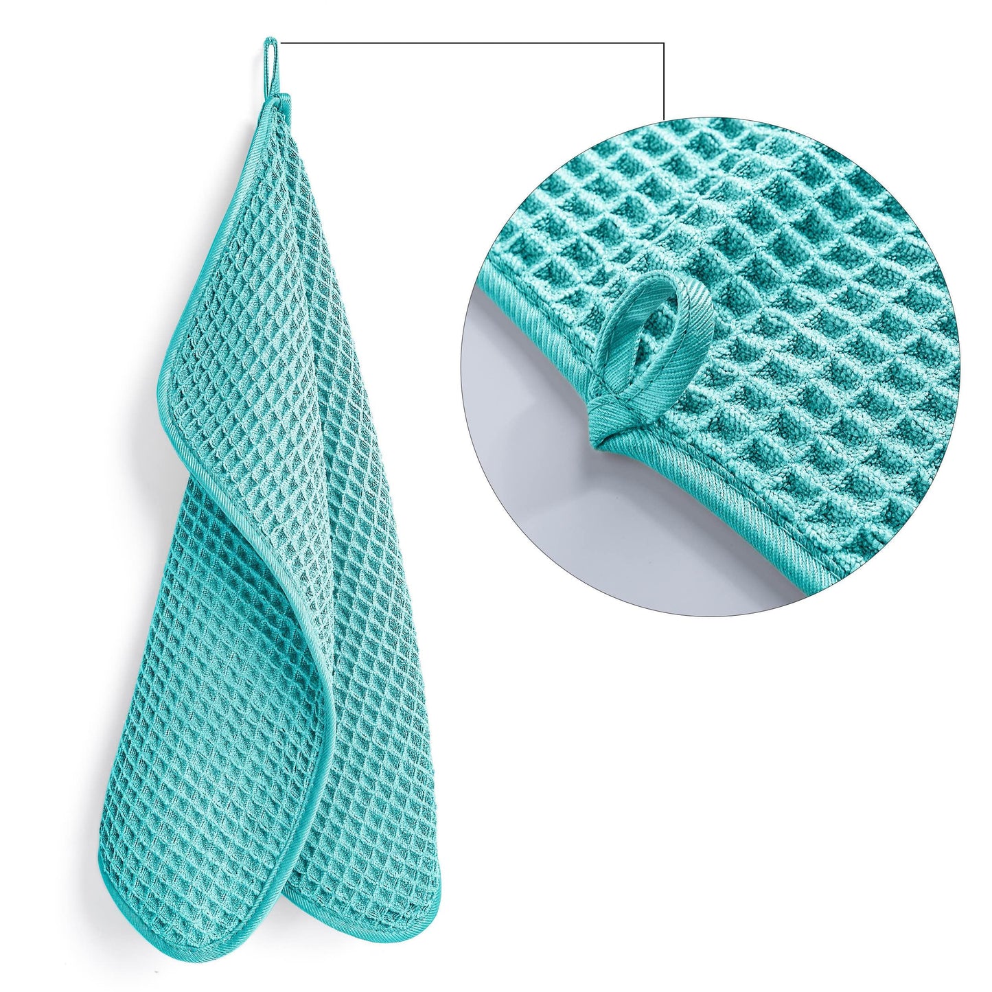 POLYTE 430 GSM Microfiber Lint Free Washcloth Face Towel, 13 x 13 in, 4 Pack (Waffle Weave)