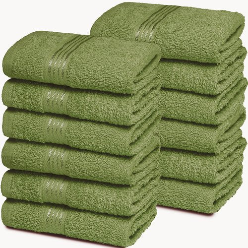 Belizzi Home Ultra Soft Cotton Washcloths, Contains 12 Piece Face Cloths 12x12 inch, Ideal for Everyday use Face Towels, Compact & Lightweight Multi Purpose Washcloths - Kiwi Green