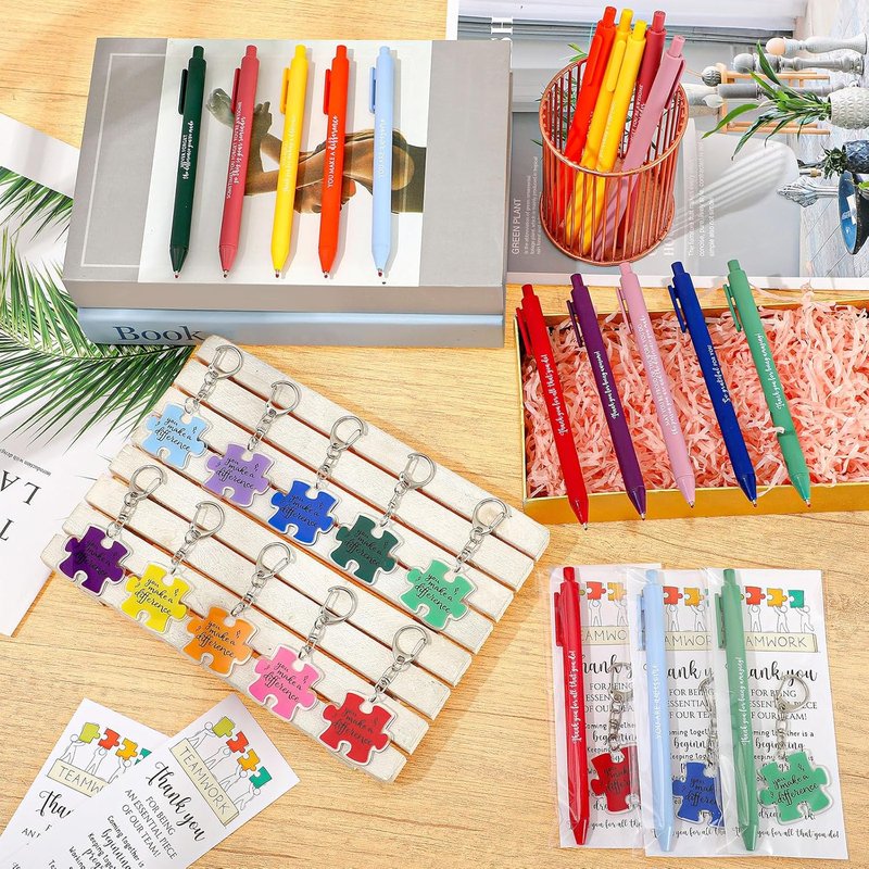 CNA Graduation Gifts - 36 Set Puzzle Keychains & Thank You Pens for Nursing Assistants | Employee Appreciation