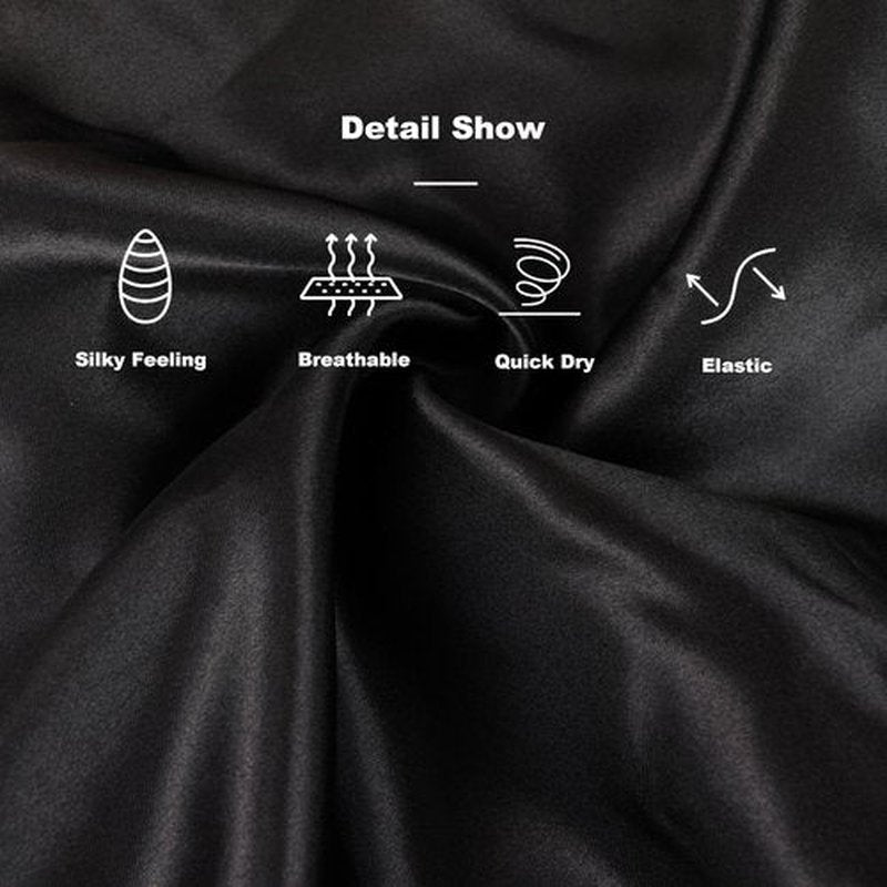 12 Pieces Satin Bonnet Hat For Women Sleeping Shower Caps Curly Hair Silky Bonnet Hair Wrap (Black)