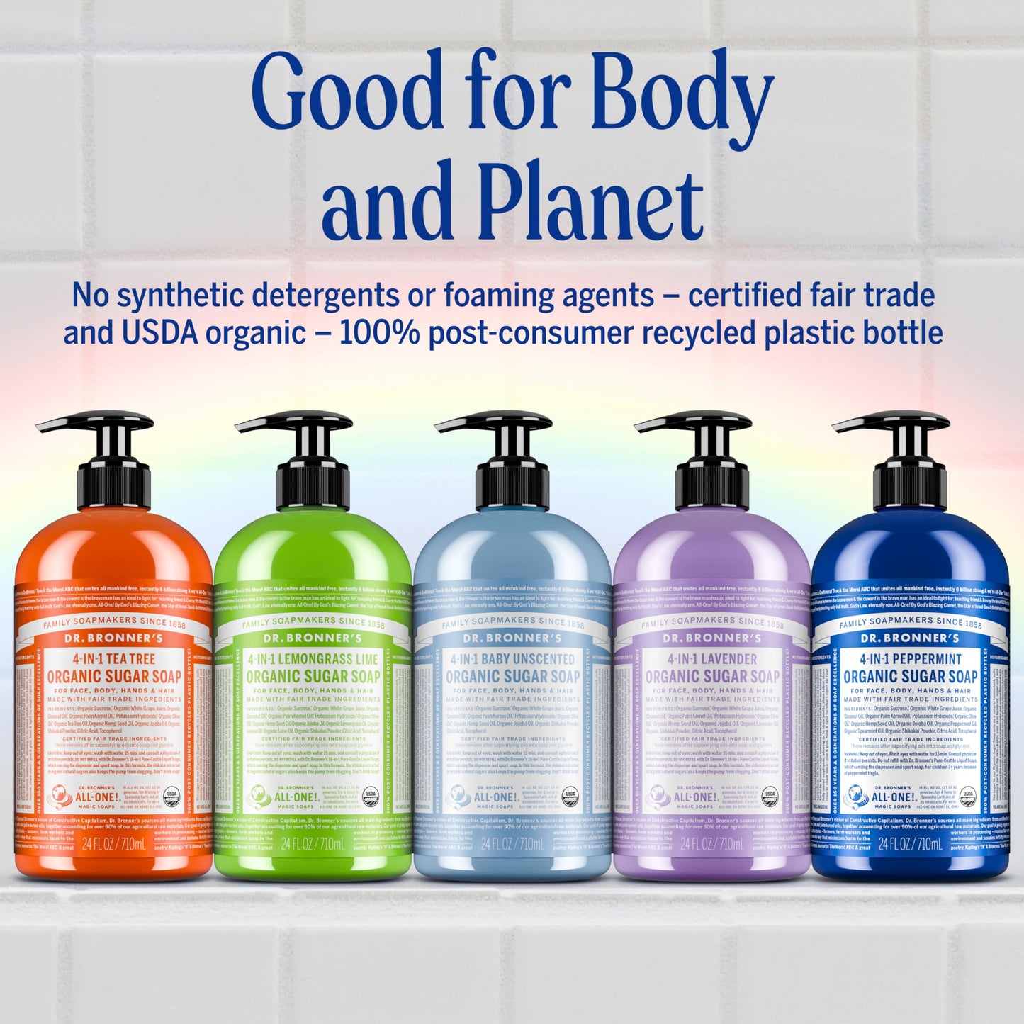 Dr. Bronner's - Organic Sugar Soap (Peppermint, 12 oz) - Made with Organic Oils, Sugar & Shikakai Powder, 4-in-1 Uses: Hands, Body, Face & Hair, Cleanses, Moisturizes & Nourishes, Vegan, Non-GMO