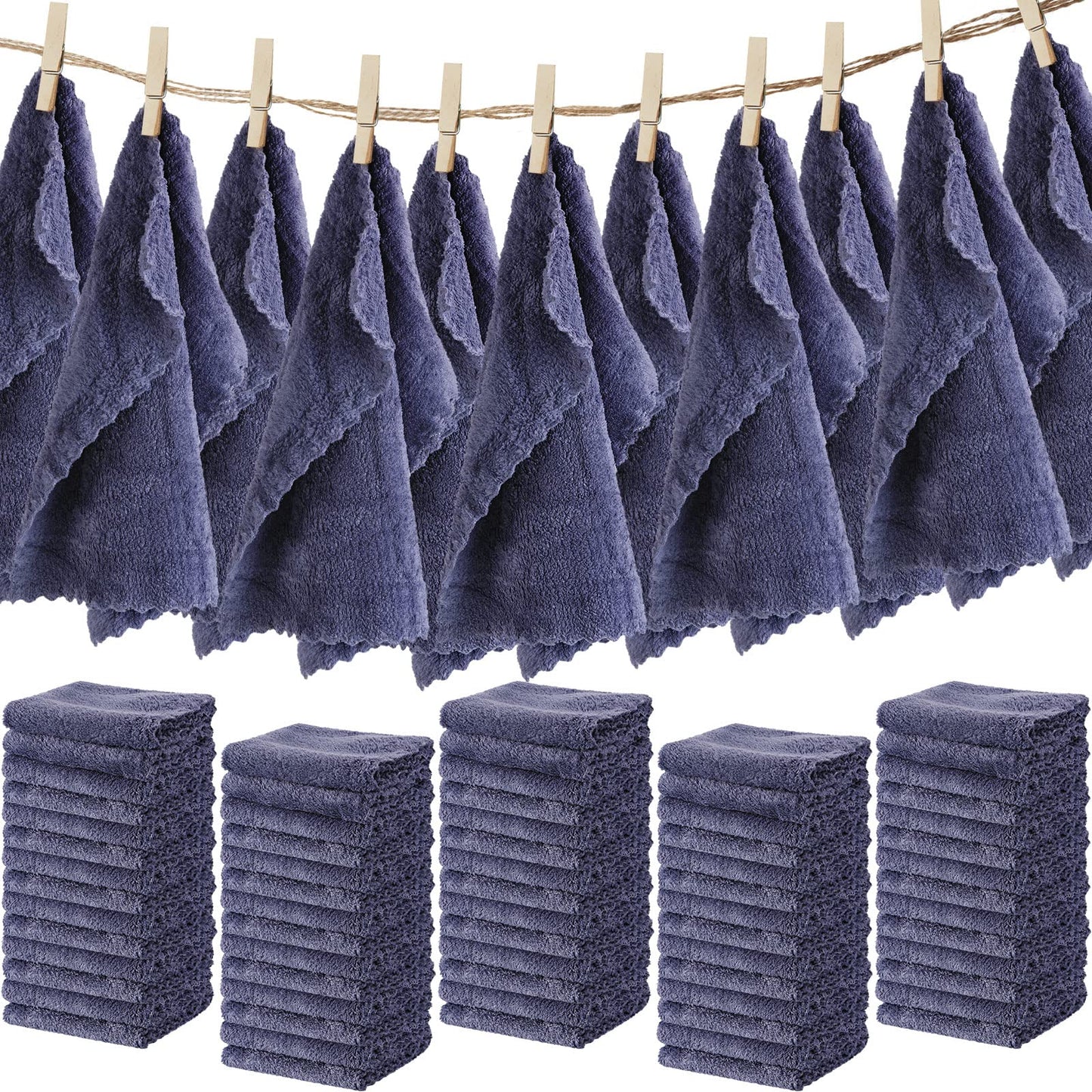 Newwiee 100 Pack Washcloths Bulk, Ultra Soft Wash Cloths 12 x 12 Inch Quick Dry Absorbent Microfiber Face Towel,Reusable Facial Fingertip Cloth for Spa Baby Shower & Craft(Dark Grey)