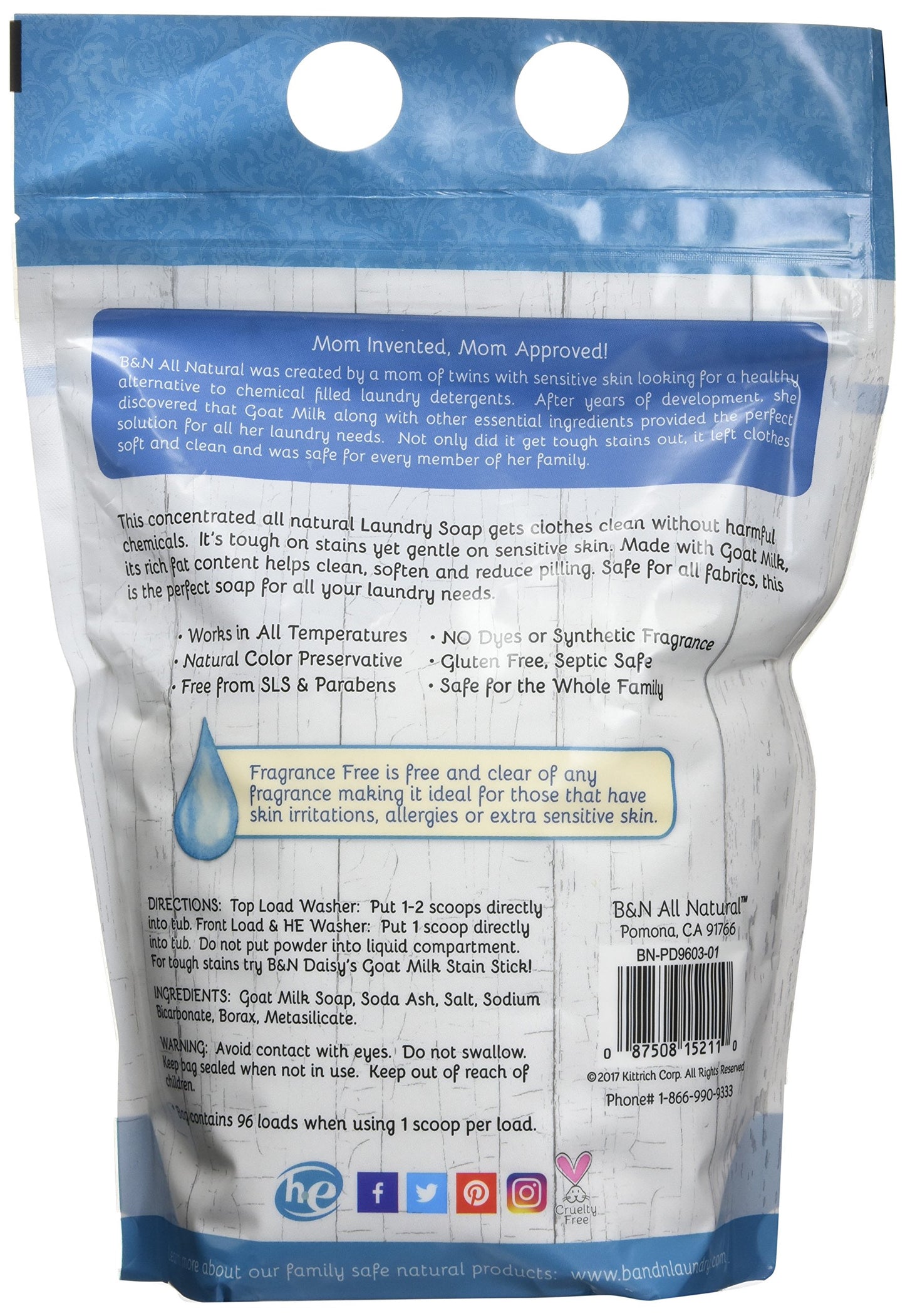 B&N All Natural At Home, Daisy's Goat Milk Laundry Soap, Lavender, 45 Loads, 30.4 Ounce