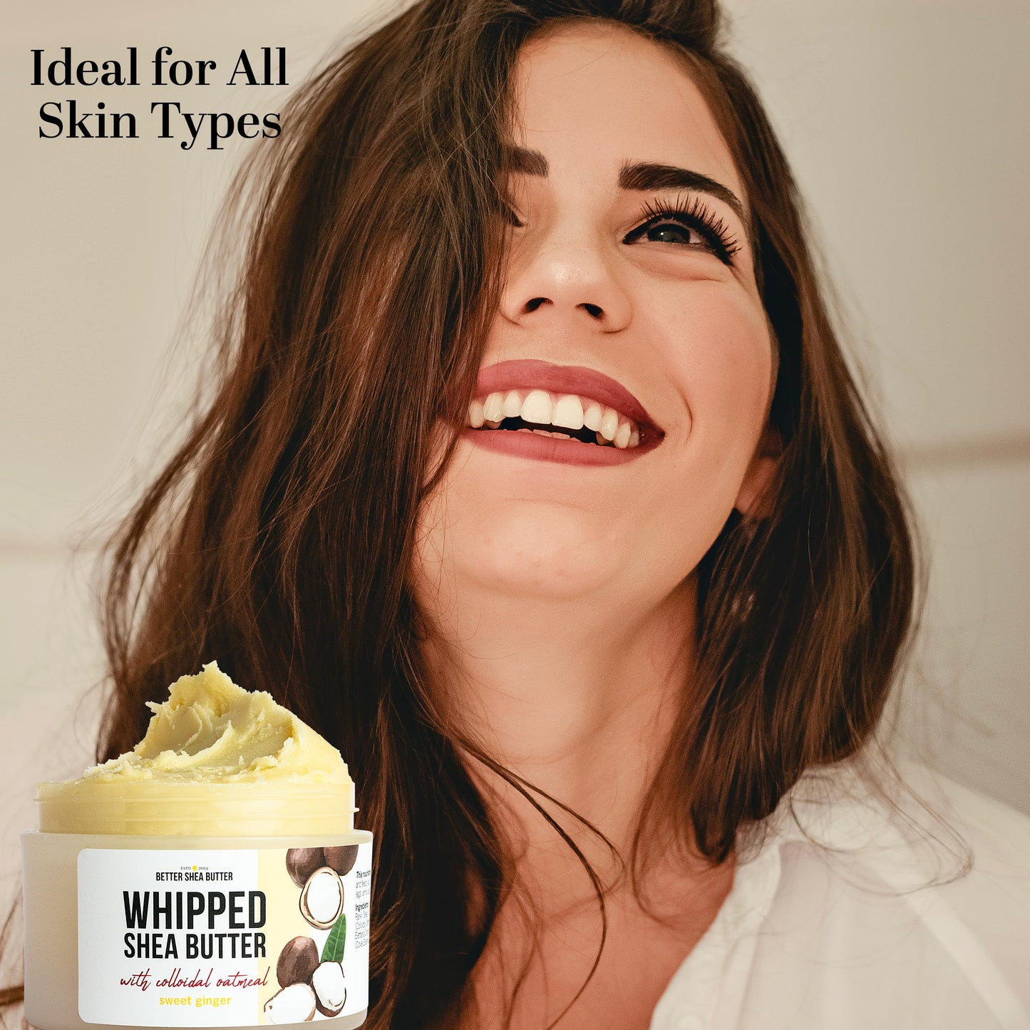 Whipped Shea Butter with Colloidal Oatmeal | Sweet Ginger Essential Oil Blend | Deep Hydration Body Butter for Dry Skin | Water-Free Raw Shea Moisturizer for Men & Women