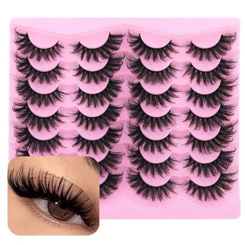Fox Eye Lashes Natural False Eyelashes Fluffy Mink Lashes Cat Eye Lashes 18mm Wispy Faux Mink Eyelashes Pack C Curl Strip Fake Eyelashes by TNFVLONEINS