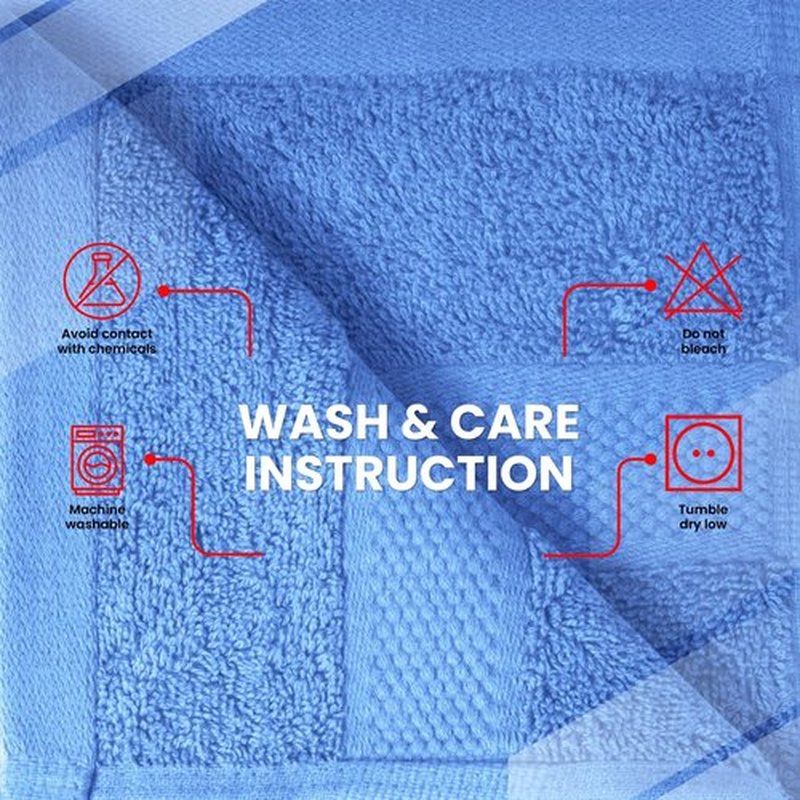 Infinitee Xclusives Premium Wash Cloths for Showering [13x13] – 100% Cotton Washcloths [Pack of 12], Soft and Absorbent Face Towels for Bathroom Wash Clothes, Gym, and Spa |Eloquent Blue|