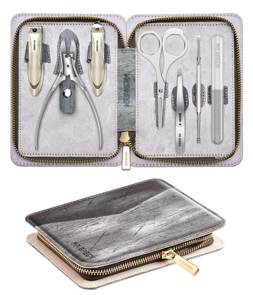 MR.GREEN Manicure Kit Pedicure Set, German Stainless Steel Nail Clippers Set, Professional Personal Care Tools, Heavy Duty Toenail& Fingernail Clipper w/Cather, with Exquisite Leather Case, Ideal Gift