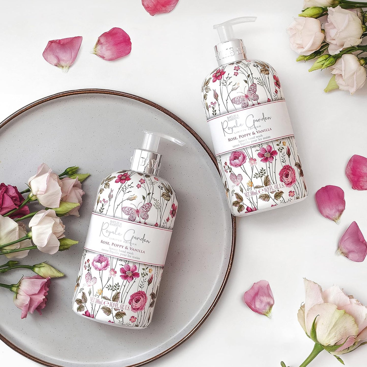 Baylis & Harding Royale Garden Liquid Hand Soap with Dispenser - Rose, Poppy & Vanilla, 16.9oz (6-Pack)