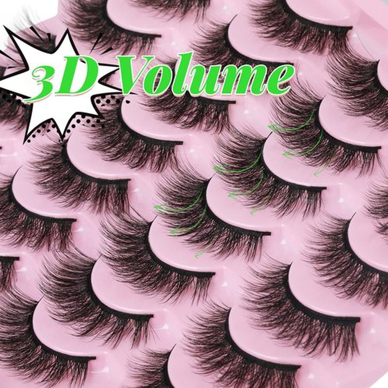 14 Pairs False Eyelashes Natural Mink Lashes Fluffy Wispy Cat Eye Lashes 14mm 3D Volume Strip Fake Eyelashes Pack by TNFVLONEINS