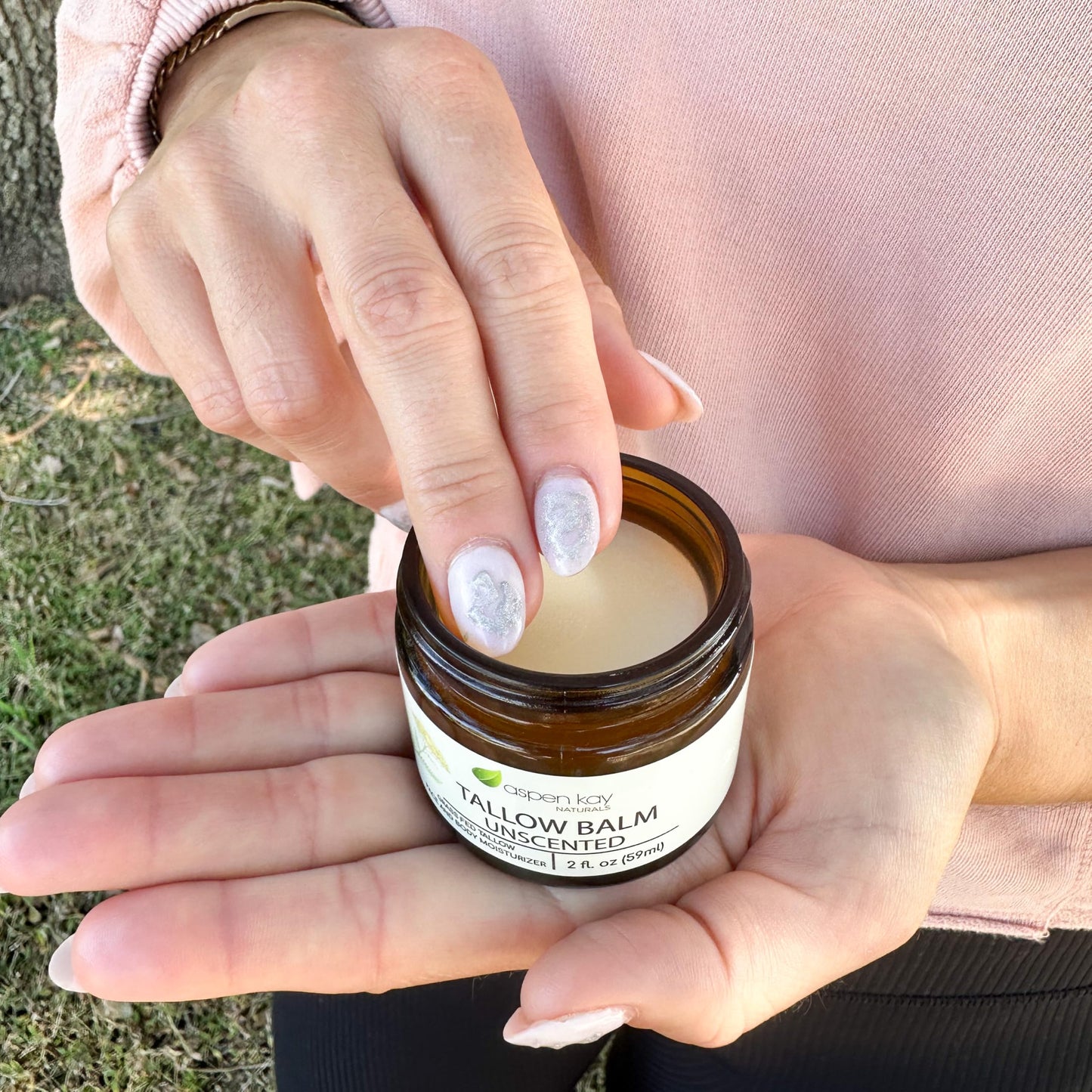 Aspen Kay Naturals Handmade Grass Fed Beef Tallow Balm for Face and Body (Unscented), Organic Chamomile, Yarrow and Calendula, Fragrance Free Skin Moisturizer for Sensitive Skin, 2 fl oz, Made in USA