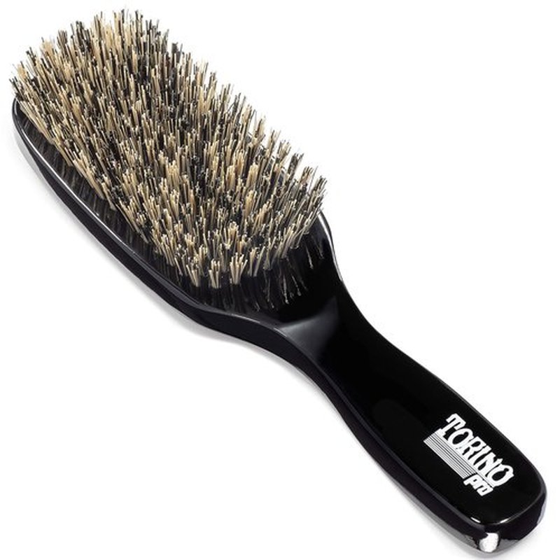 Torino Pro Wave Brush #500 By Brush King - 9 Row, Soft Wave Brush with Long Bristles - Made with 100% Boar Bristles - Great for Polishing/Laying Down Frizz & Finisher - 360 Waves Brush