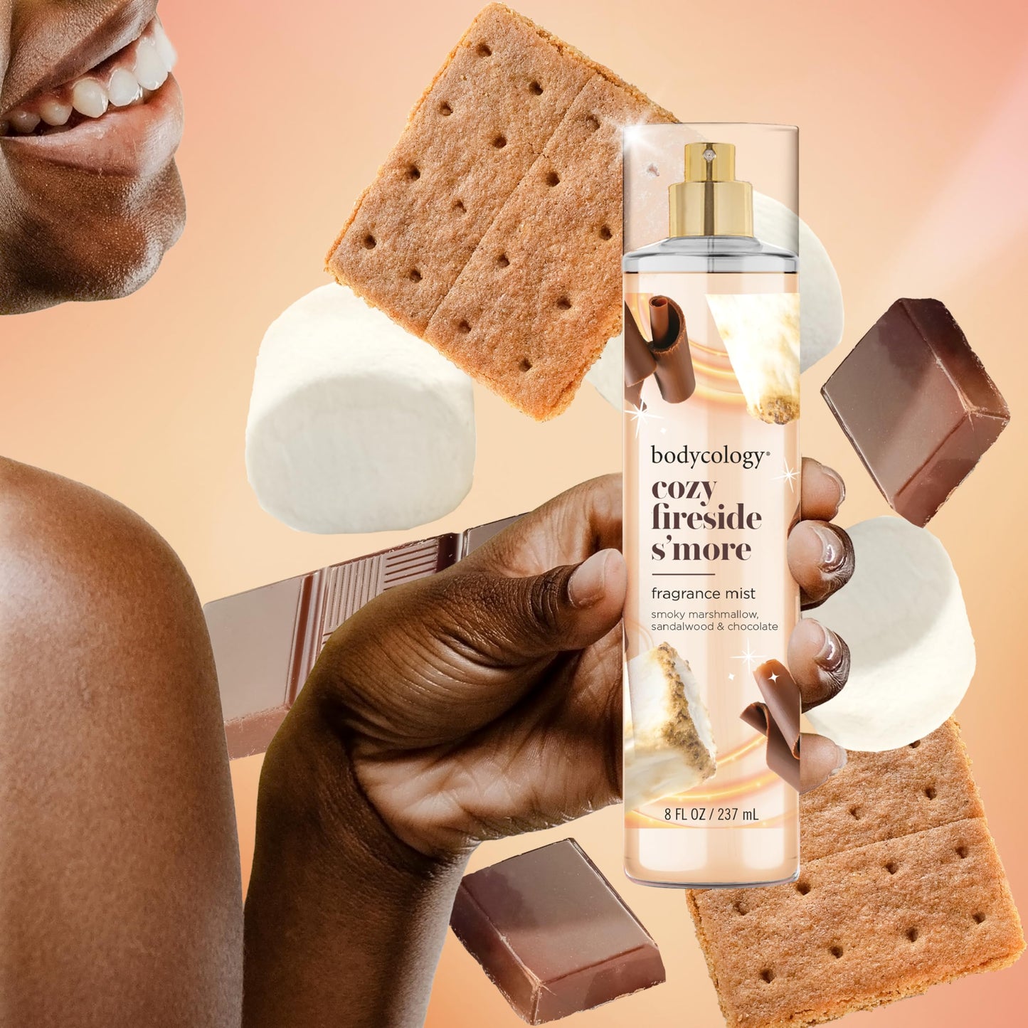 Bodycology Long-Lasting Fragrance Body Mist, Cozy Fireside S'more, 8 fl oz