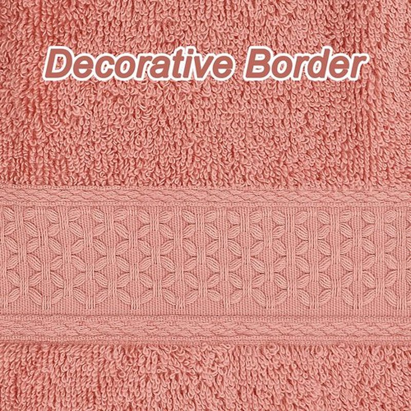 Cleanbear Ultra Soft Washcloths 6 Pack Cotton Face Cloths Wash Cloths Set - Large Bathroom WashCloth 13 x 13 Inches (Coral)