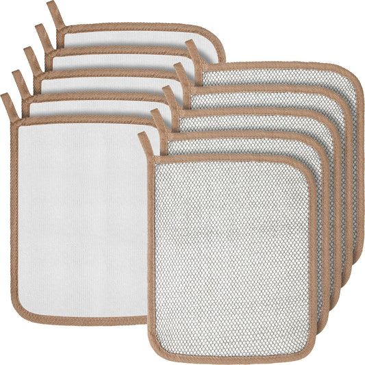 Tudomro 10 Pcs Exfoliating Washcloths Double Sided Man Wash Cloths Body Face Exfoliating Scrub Cloths for Shower Men Women(10.2 x 8.7 Inch,Gray)