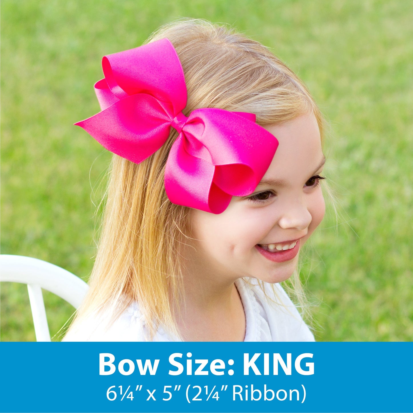 Wee Ones Girls' Classic Grosgrain Hair Bow on a Wrapped Headband, Stylish For All Hair Types, Small King Bow, Shocking Pink